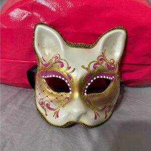Gold and Pink Cat Mask